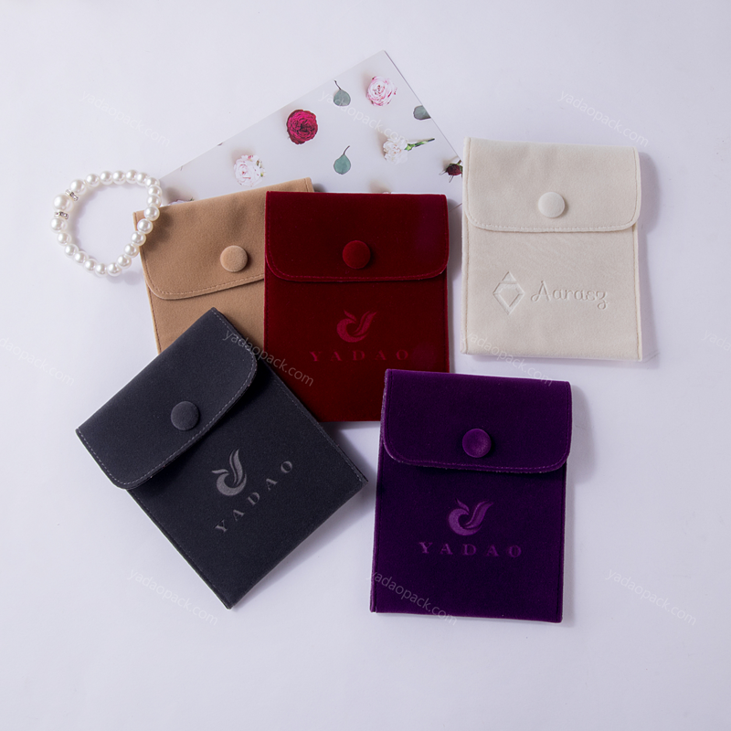 jewelry packaging velvet pouch  snap pouch