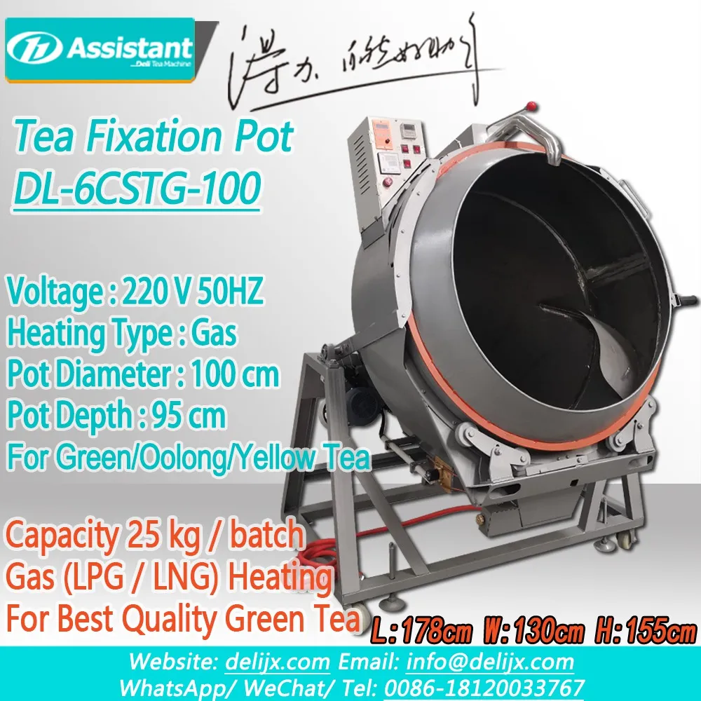 Pot de torréfaction automatique de thé de chauffage au gaz pour la meilleure qualité de thé vert DL-6CSTG-100