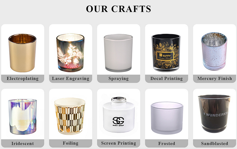 glass candle jars with full printing for home decor