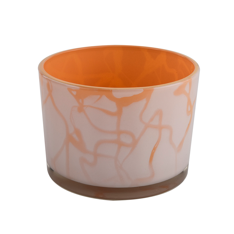 500ml Silinder Spary Orange Glass Candle Holder untuk Borong Daripada Glassware Sunny