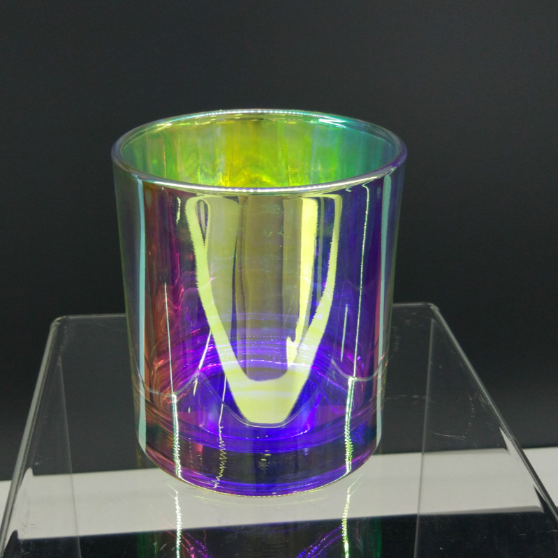 Candelabro cilíndrico de cristal iridiscente al por mayor de 300ml para decoración del hogar