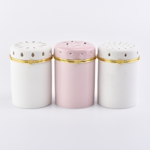 Portacandele in ceramica di lusso di fascia alta con decoro intagliato rosa