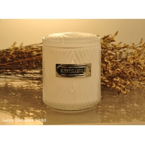 White Glass Candle Jar With Lids Wholesale