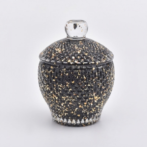 luxury black glass candle jar with lid
