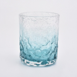 8盎司豪华蓝色泡沫玻璃蜡烛罐家庭装饰批发