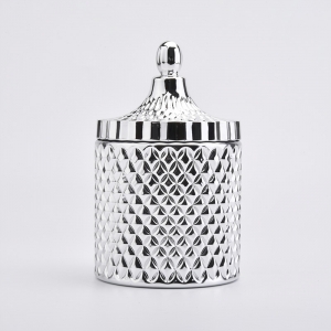 sliver luxury glass candle container with lid