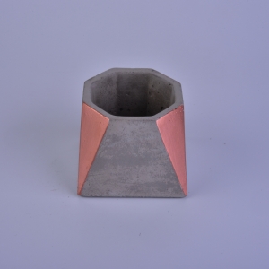 Polygon concrete candle container for scented candles