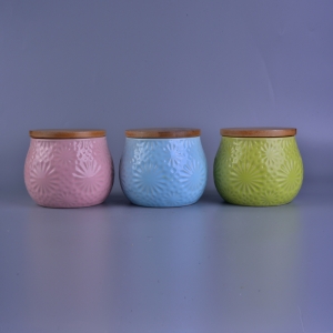 Horúci predaj personalizovaných keramických pohárov na sviečky 18OZ s dreveným vekom