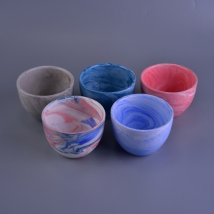 Hot Selling Marmor Mønster Keramisk Votive Candle Cup forskellige farver sæt