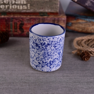 Portacandele in ceramica blu con tasche decorative per matrimonio domestico