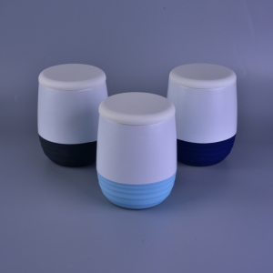 Tarro de vela de cerámica esmaltado color pintado goma de lujo con tapa
