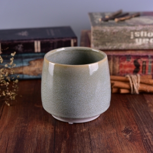 Crack glaze transmutation ceramic candle vessel