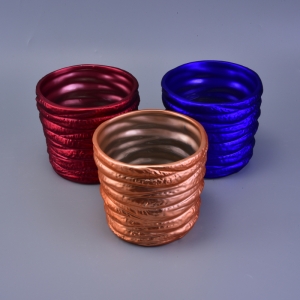 Pemegang Lilin Keramik Silinder Berwarna-warni Bersalut Berhias