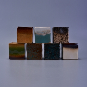 Transmutacijos glazūruotos kvadratinės keramikos žvakių laikiklis