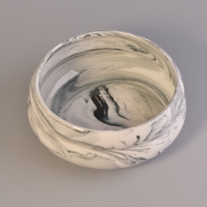 Tarros de vela redondos de cerámica con efecto mármol especial para decoración