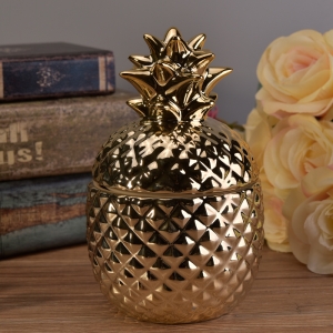 Držač svijeća od zlatnog keramičkog ananasa s voskom koji puni 13oz