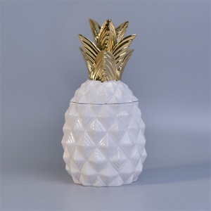 Vasos de cerámica de la vela de la piña de la piña de las frutas de moda con la tapa