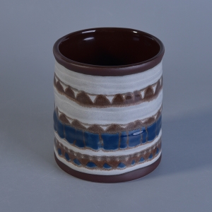 Reaktīvs glazēts ar rokām apgleznotu keramikas sveču burku mājas aromātam