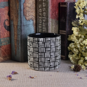 Melnas reljefa krāsotas cilindru keramikas svece burkas vairumtirdzniecība