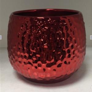 Червени кръгли съдове за свещи с форма на топка керамични