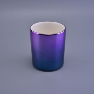 vaso de cerâmica de cilindro gradiente azul e roxo para velas