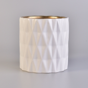 brilyante na pattern ng ceramic candle jar na may ginintuang loob