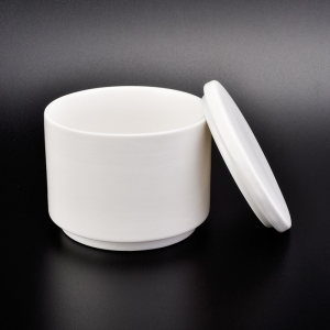 Υψηλής ποιότητας λευκό κεραμικό βάζο κεριών με καθαρό καπάκι