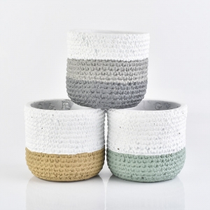 cestas de cerámica tejido patrón tarros de vela