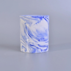 tarro de vela de cerámica de mármol alto de decoración para el hogar