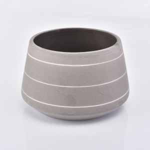 gran recipiente de cerámica para velas color gris