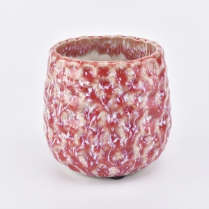 vaso rotondo in ceramica rossa smaltata di trasmutazione