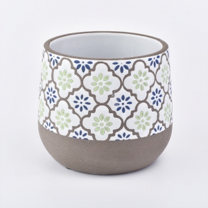 24oz ceramic jar with flower pattern