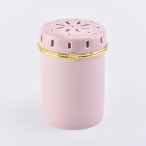 wholesale price candle jars ceramics with unique lids for home decor
