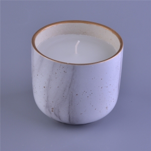 Marble pattern ceramic candle jar for home fragrance