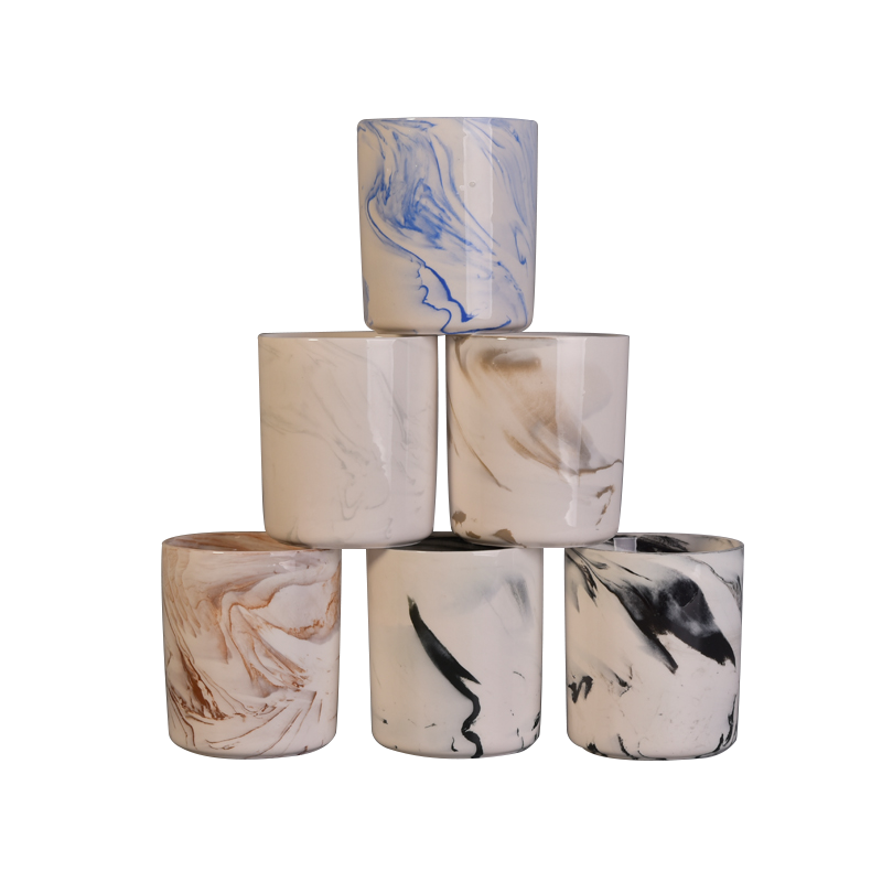 Barattoli per candele in ceramica in stile marmo best seller all'ingrosso