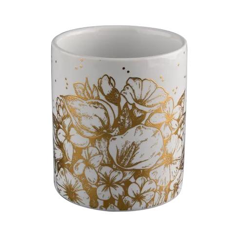Kina Hvite keramiske stearinlys Jars Golden Decal for Home Decor produsent