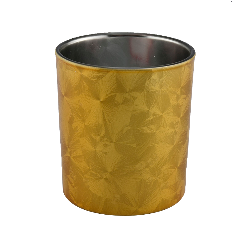 300ml电镀金色圆筒玻璃蜡烛台，深圳美阳批发