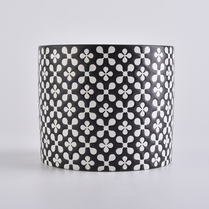 510ml Black Ceramic Cylinder Flower Candle Jar Walang laman para sa pakyawan