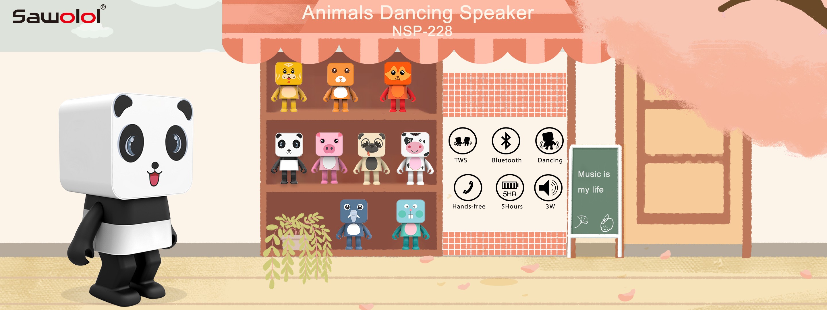 Dancing animal speakers 