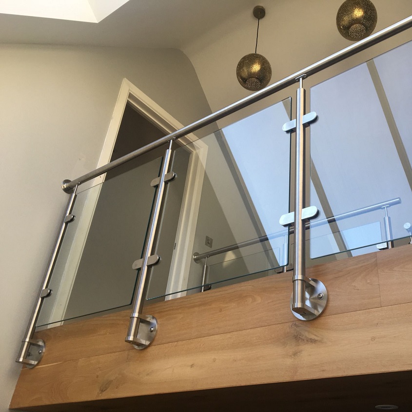 316 Handrail Balcony Stainless Steel Round Post Glass Railing Systems