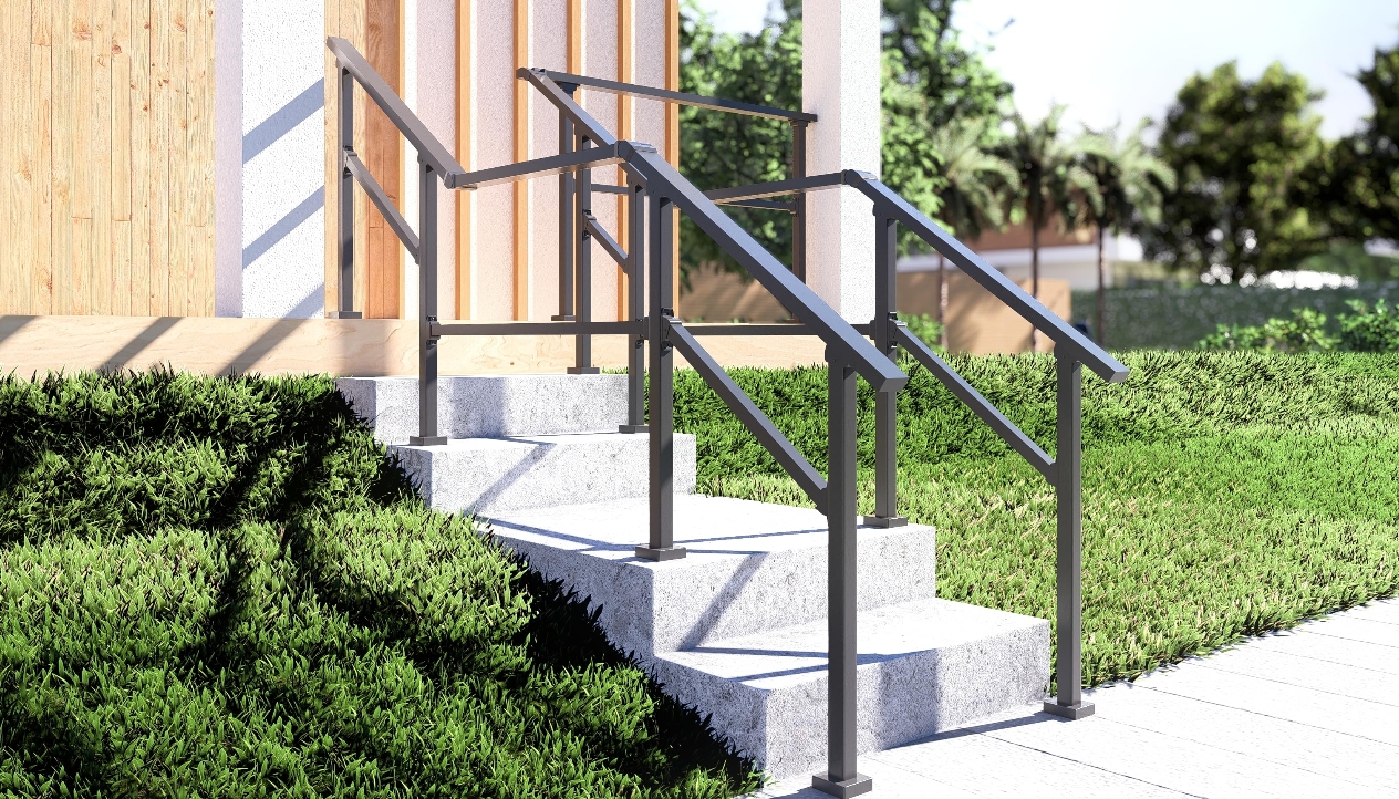 Robuster Zinkstahl schwarze Handläufe für Outdoor -Stufen