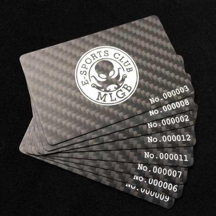 Fabricante de tarjetas de visita de regalo de plástico con impresión de fibra de carbono a todo color RFID PLA CMYK