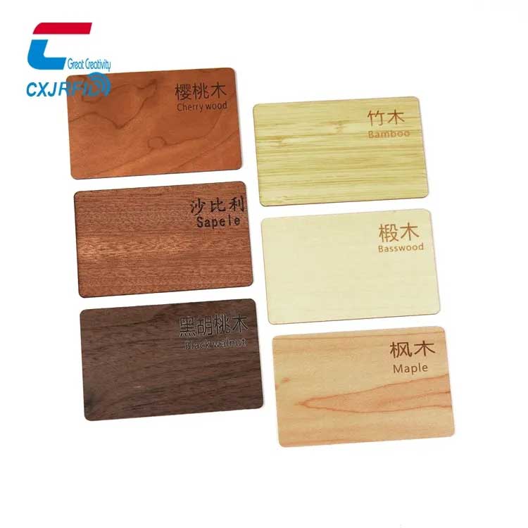 Cartes en bambou colorées NFC Fabricant de cartes en bois RFID NTAG213
