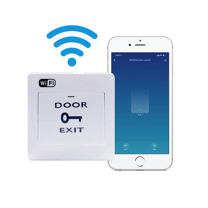 Tuya wi-fi botão de saída da porta sem fio interruptor de liberação para sensor de fechadura eletrônica sistema de controle de acesso app controle remoto