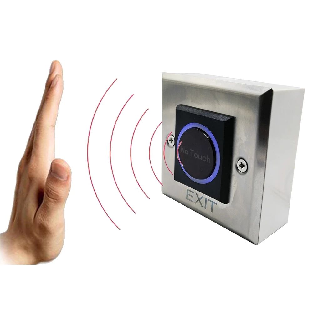 Sistema de Control de acceso de puerta sin contacto de 12V y 24V, interruptor de liberación de bloqueo electrónico abierto, botón de salida infrarrojo sin contacto IR