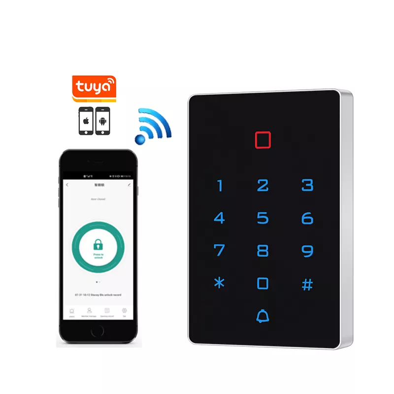 Waterproof WiFi Tuya Backlight Touch 125khz RFID Card WG 26 Output Anti-disassembly Alarm Door Access Control Keypad