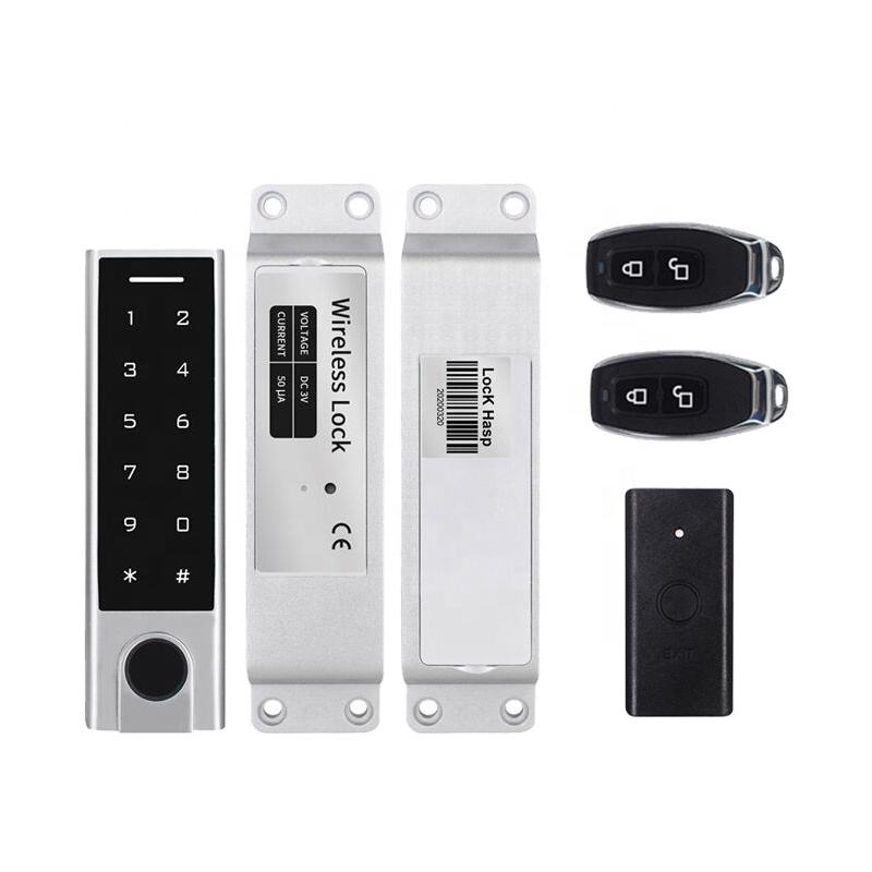 Fingerprint access keypad rfid reader door lock with remote control and wireless exit button 1000 Users