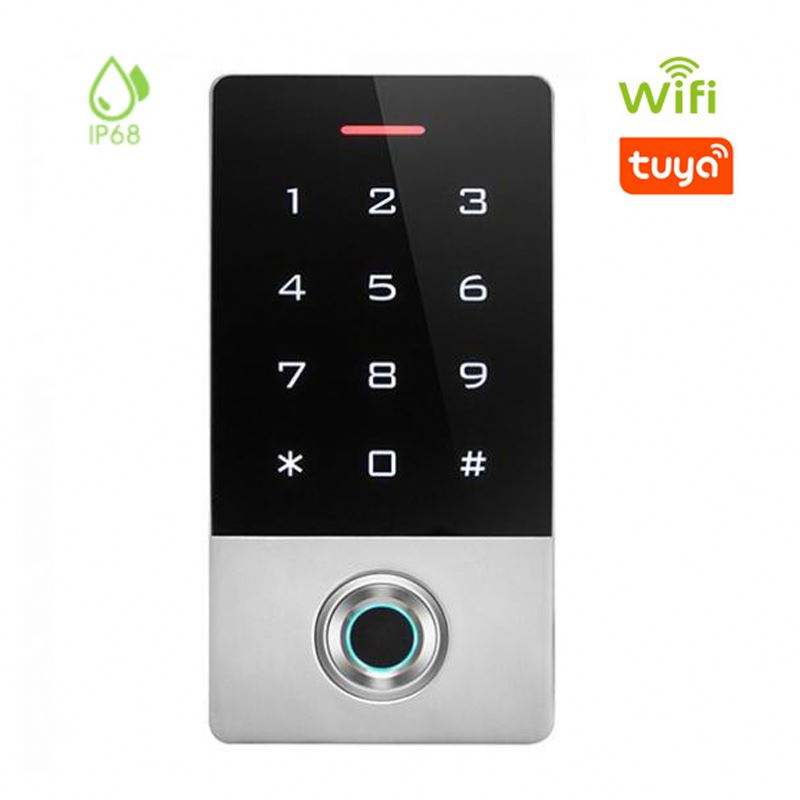 Tuya WiFi البيومترية قارئ بصمات الأصابع التحكم في الوصول لوحة المفاتيح RFID في الهواء الطلق قارئ بطاقة التحكم في الوصول
