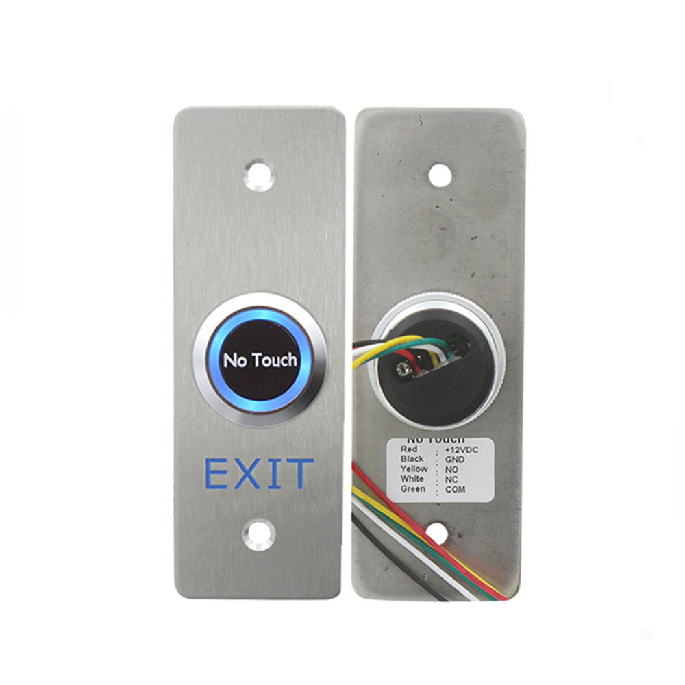 Interruptor de botón pulsador de salida de puerta sin contacto infrarrojo de acero inoxidable de metal Botón de salida sin contacto con indicador LED