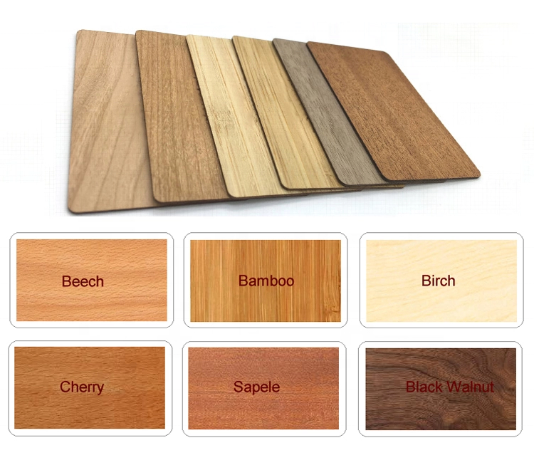 Logotipo personalizado Reciclable NFC Tarjeta de madera Grabada Bambú Smart Rfid Tarjeta de madera